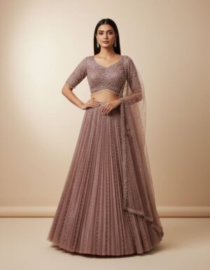 Navy Blue/Gold Heavy Embroidered Lehenga