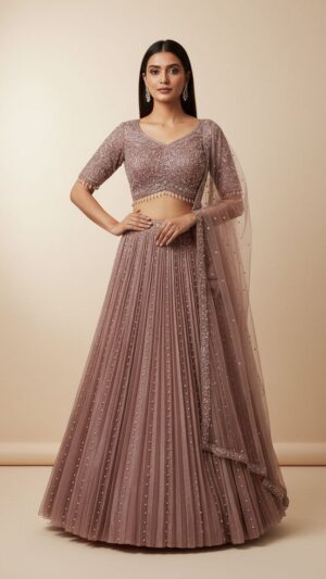 Navy Blue/Gold Heavy Embroidered Lehenga