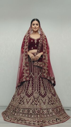 Maroon Silk Lehenga with Heavy Sequin Choli