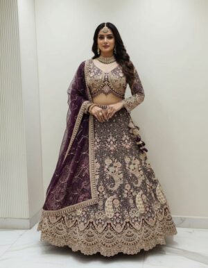 Golden Beige Lehenga with Pink