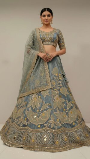 Red Paisley Embroidered Lehenga