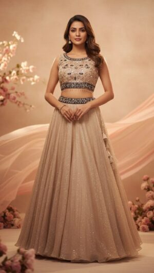 Mauve/Dusty Rose Net Lehenga