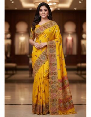Vibrant Hand-Embroidered Haldi/Sangeet Saree