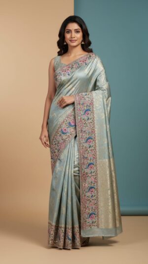 Elegant Lavender and Silver Designer Saree