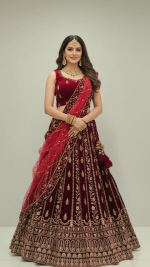 Golden Beige Lehenga with Peacock Motifs