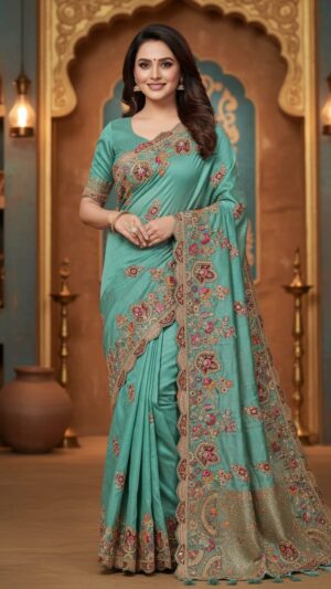 Vibrant Yellow Multi-Color Embroidered