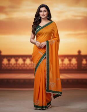 Festive Orange and Forest Green Crepe