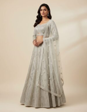 Dusty Pink Sequin Ruffle Skirt Lehenga