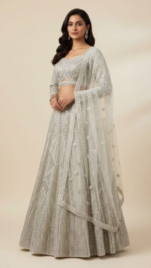 Dusty Pink Sequin Ruffle Skirt Lehenga