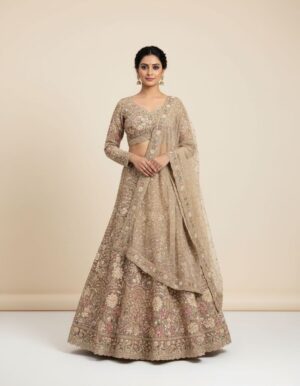 Teal Blue Silk Lehenga with Embellished Choli