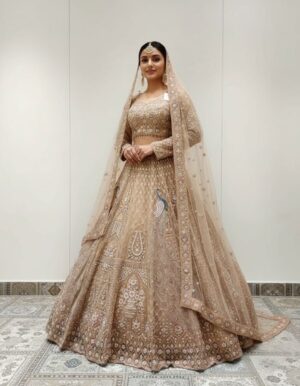 Beige/Ivory Threadwork Lehenga