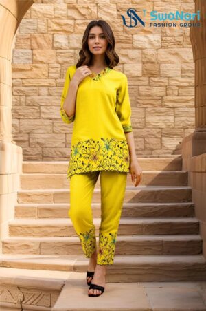 Sunshine Yellow Embroidered Tunic and Pant Set