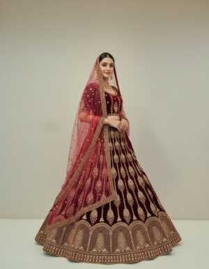 Rich Maroon Silk Lehenga with Embroidered Blouse
