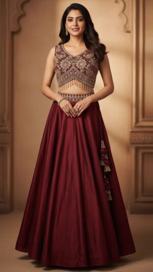 Olive Green Net Lehenga with Pink Choli