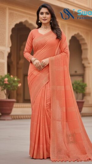 Peach Glow Dotted Shimmer Saree