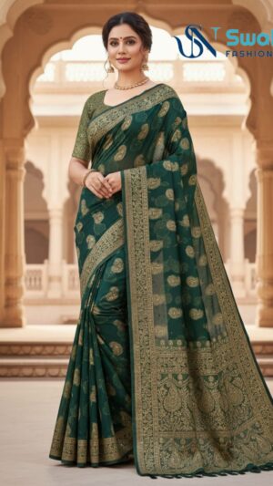 Forest Green Traditional Silk Saree