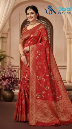 Classic Crimson Banarasi Silk Saree