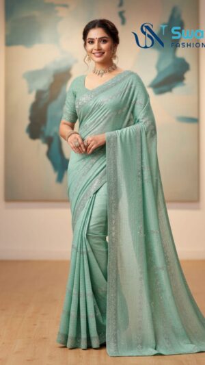 Aqua Glamour Sequin Embellished Saree