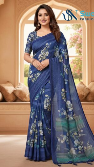 Sapphire Bloom Digital Print Saree