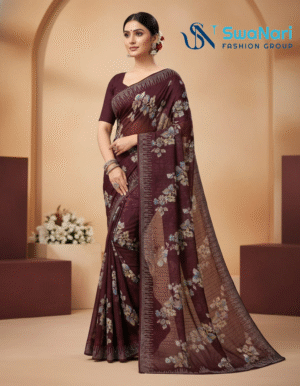 Midnight Blossom Embellished Georgette Saree