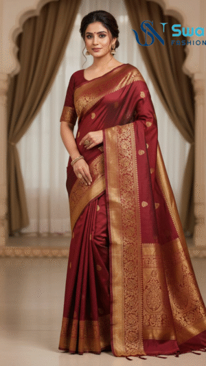 Royal Blue Lichi Silk Butti Saree