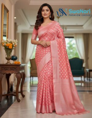 Peach Glow Dotted Shimmer Saree