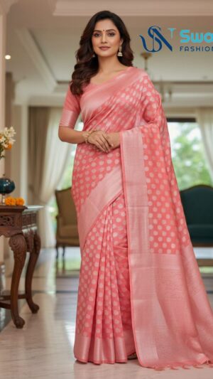 Peach Glow Dotted Shimmer Saree