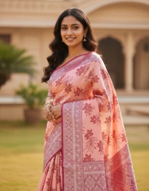 Midnight Amethyst: Floral Medallion Silk Saree