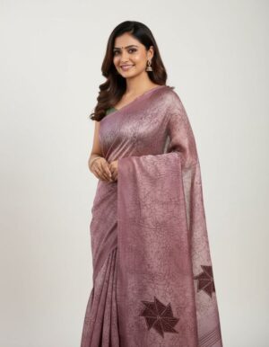 Earthen Gold Star-Printed Georgette Saree