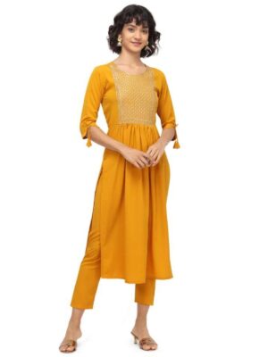 Vibrant Heritage Embroidered Anarkali Kurta & Pant Set