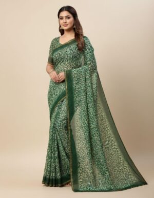 Earthy Brown Floral Printed Saree