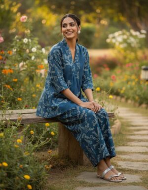 🌿 Breezy Teal Leaf Print Fusion Co-ord Set