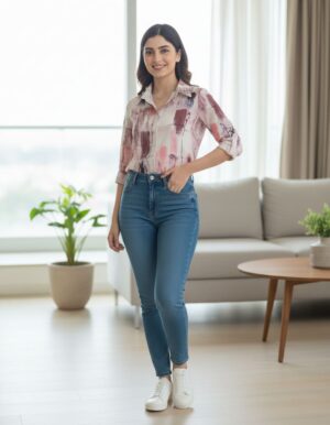 The Canvas Muse: Crimson & Petal Abstract Art Shirt