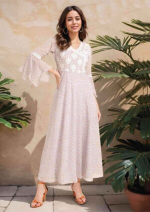 Lavender Mist Floral Embroidered Maxi