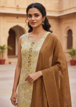 Sun-Kissed Ochre Embroidered Kurta Set