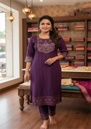 Imperial Violet Heritage Kurta Set