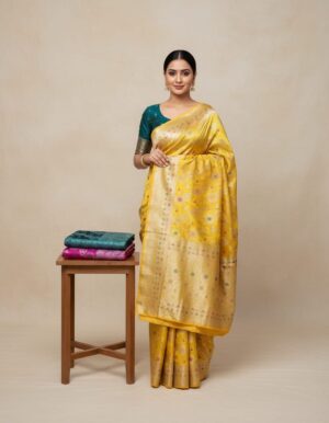 Royal Radiance: Luxurious Banarasi Silk Saree with Meenakari Zari Work