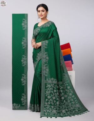 Regal Sophistication: Fine Georgette Saree with Exquisite Silver Thread Work