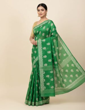 Elegance in Weave: Exquisite Chanderi Cotton Saree with Traditional Motifs