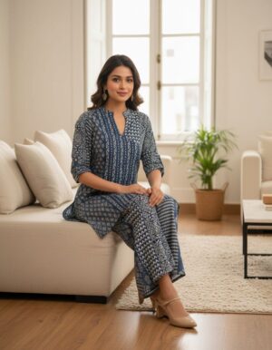 Chic Geometric Print Fusion Co-ord Set