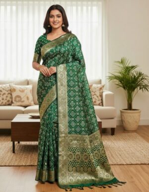 Exquisite Emerald Gharchola Silk Saree