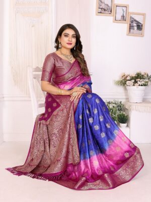 Exquisite Tri-Tone Banarasi Silk Saree Collection