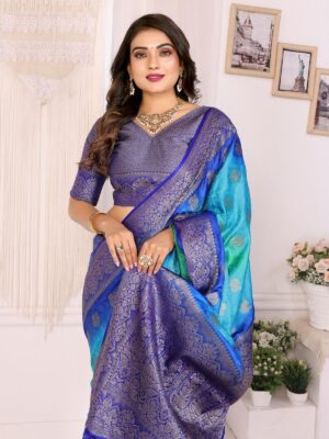 Regal Heritage: Tri-Tone Banarasi Silk Saree Collection