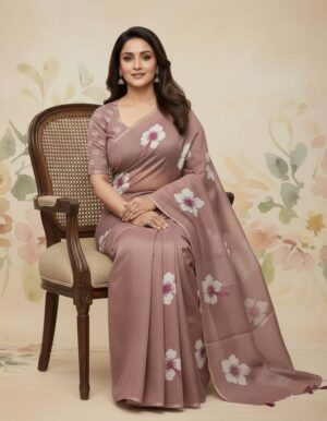 Mauve Floral Elegance Saree