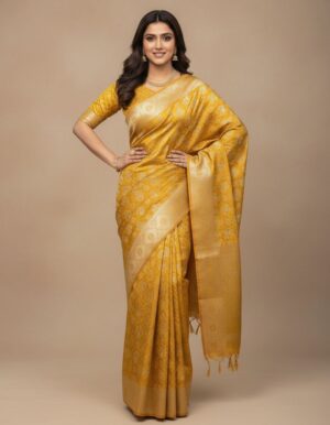 Mustard Yellow Festive Silk Saree