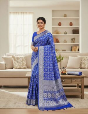 Royal Blue Heritage Silk Saree