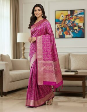 Rani Pink Heritage Silk Saree
