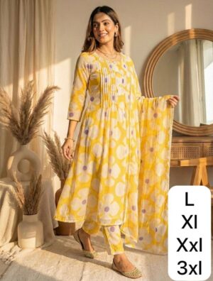 Floral Print V-Neck Tunic and Trouser Co-ord Set with Dupatta