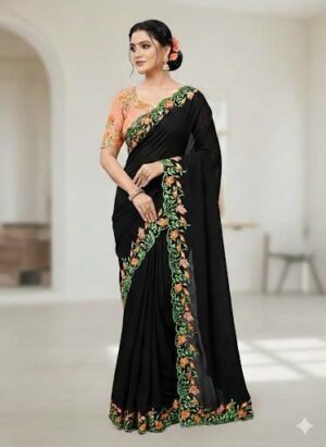Swanari Fashion Midnight Bloom Georgette Saree