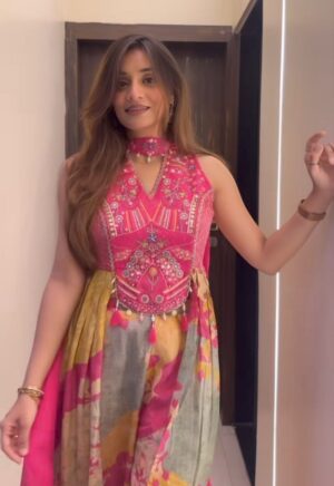 Swanari Fashion Boho-Luxe Fusion Co-ord Set with Attached Cape